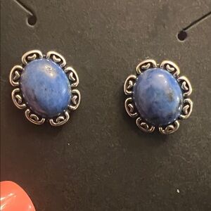 CAROLYN POLLACK 925 STERLING BLUE LAPIS STUD EARRINGS